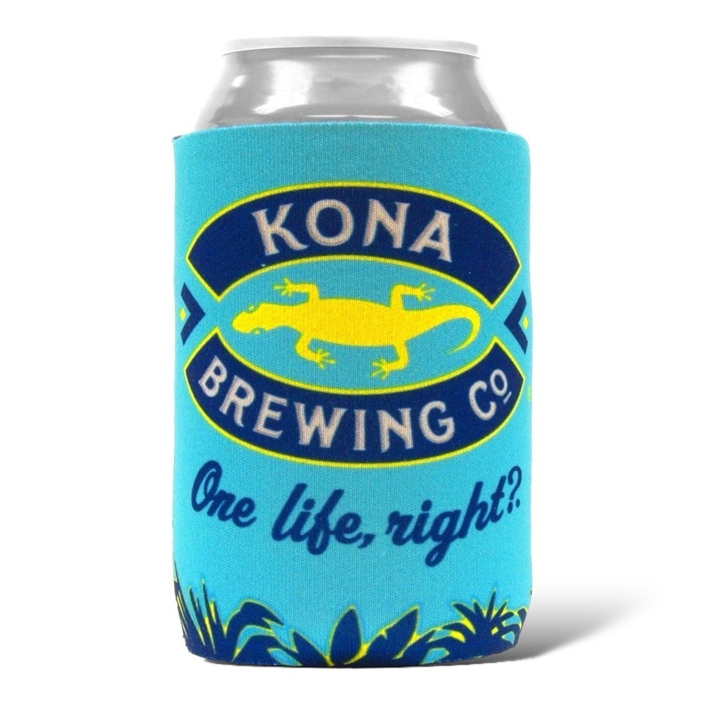 Kona Brewing Tropical Blue Gecko Hawaiian Beer Can Cooler Bottle‎ Koozie 2 Pack